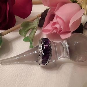 NEW, JTV 925 STERLING SILVER AMYTHIST RING,SIZE 10